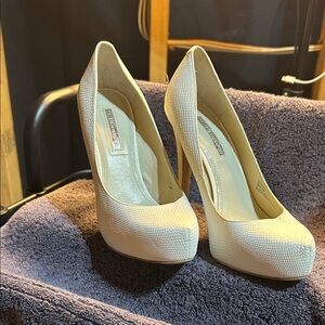 BCBGeneration Textured Cream Heels